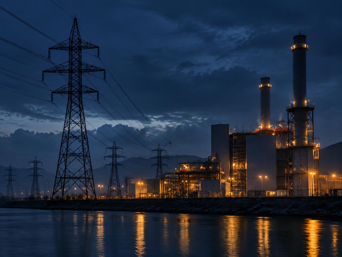 Energy infrastructure at blue hour