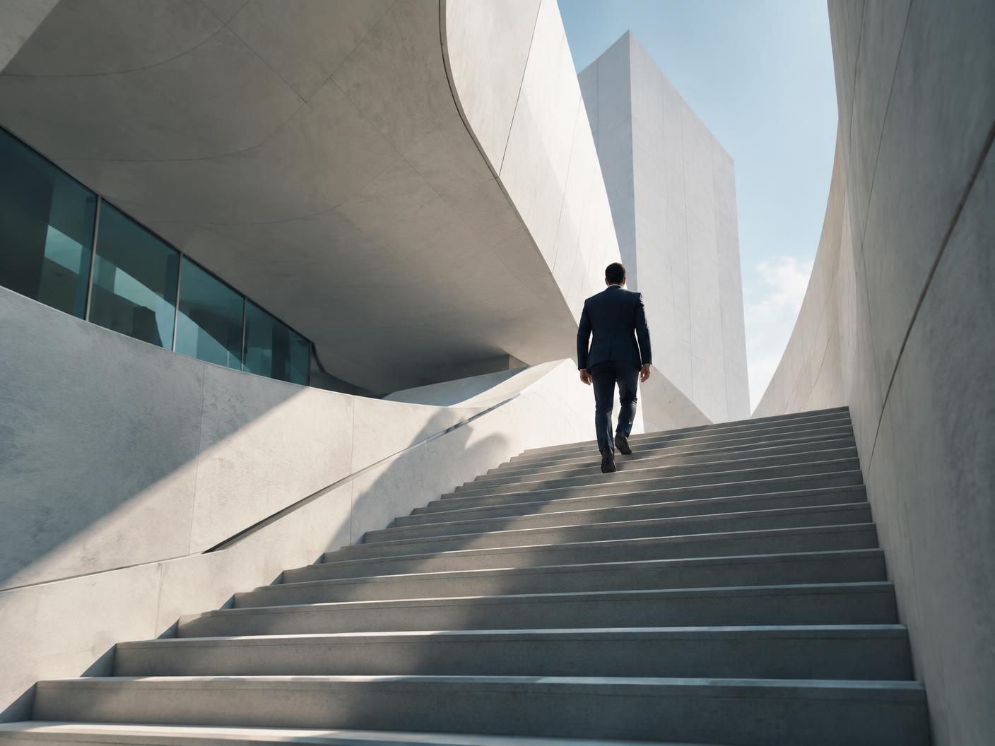 Executive ascending modern architectural steps